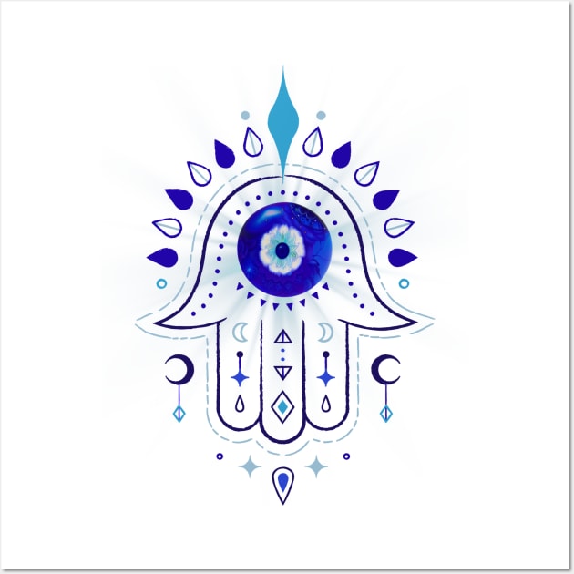 Hamsa Evil Eye Hand Wall Art by Mazzlo Shop